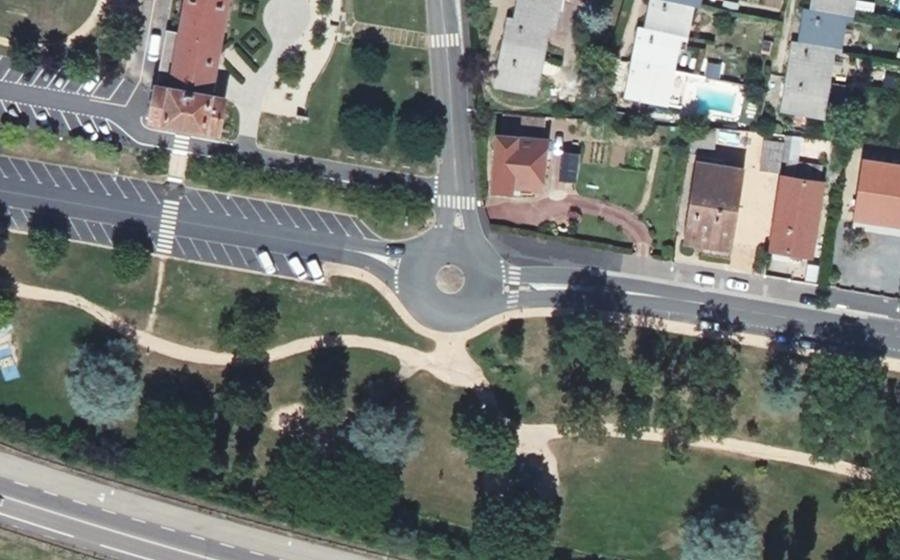 Vue aérienne du Rond-Point de la Mairie
