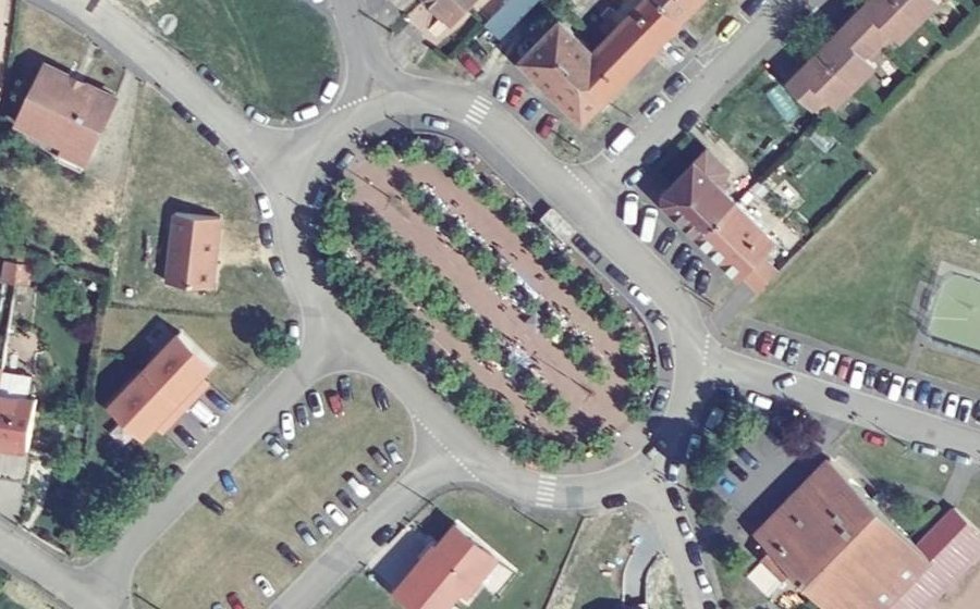 Vue aérienne du Place du Bas Steinbesch