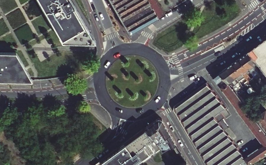 Vue aérienne du Rond-Point du Chat Botté