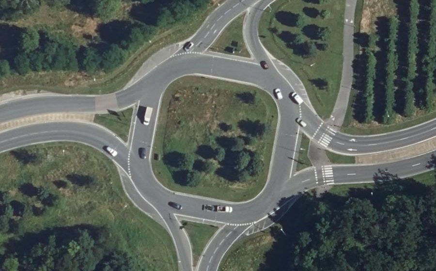 Vue aérienne du Carrefour de l'Abbaye