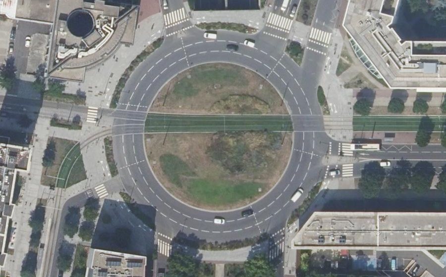 Vue aérienne du Rond-Point Pierre Timbaud