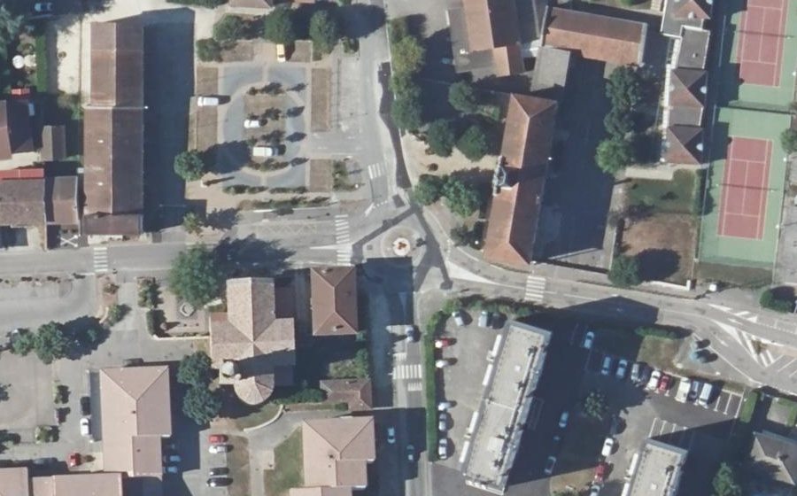 Vue aérienne du Rue de l'Hôtel de Ville