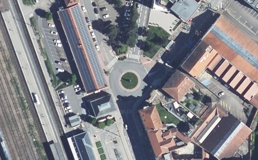 Vue aérienne du Place Jean Troisgros