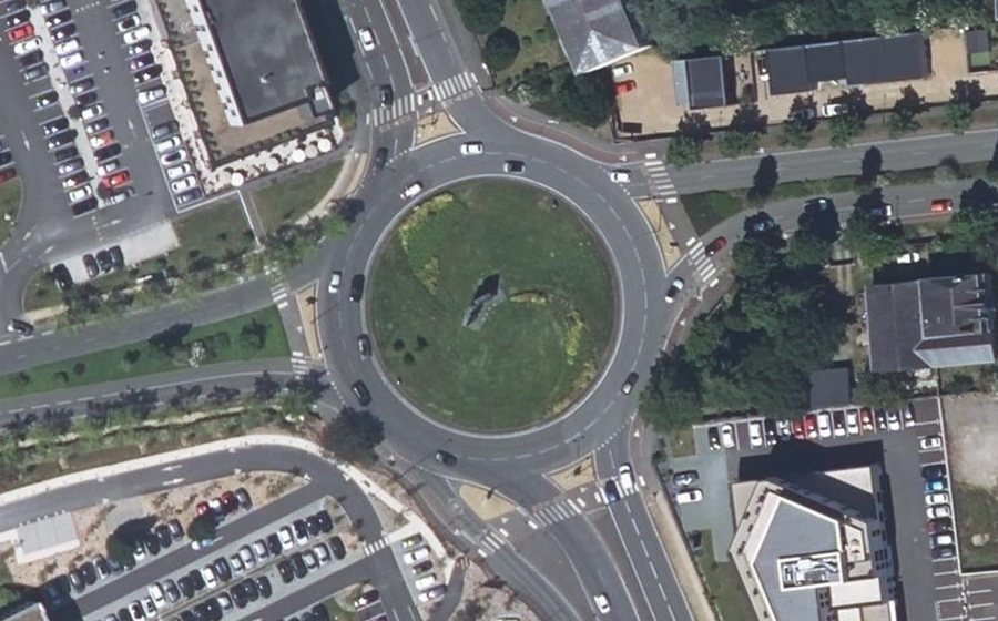 Vue aérienne du Rond-Point du Courrier de l'Ouest