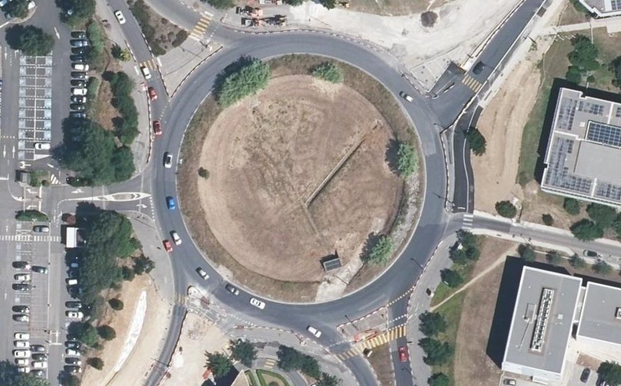 Vue aérienne du Rond-Point Benjamin Franklin