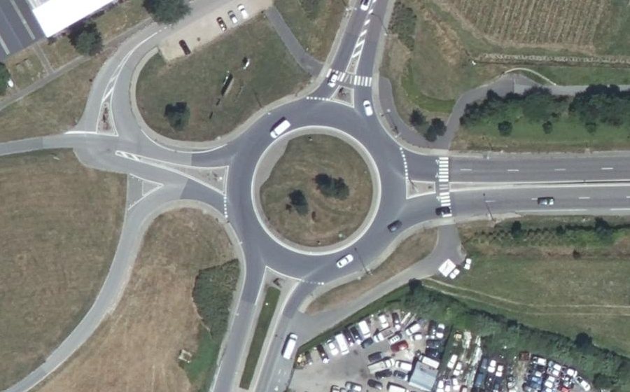 Vue aérienne du Rond-Point de la 2e DB