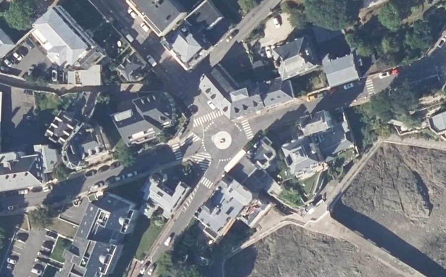 Vue aérienne du Carrefour de l'horloge