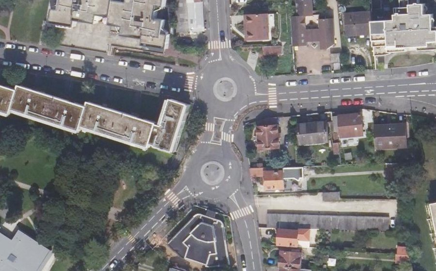Vue aérienne du Carrefour de la Résistance