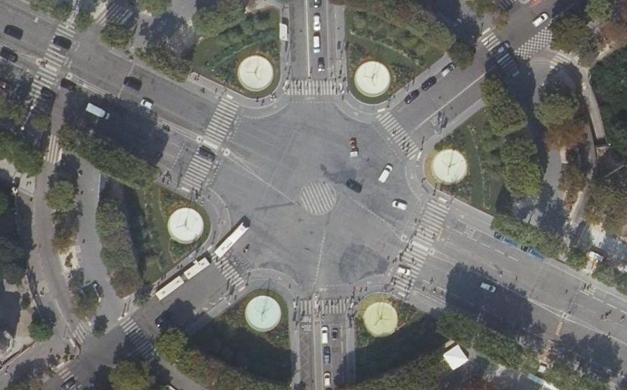 Vue aérienne du Rond-point des Champs-Élysées-Marcel-Dassault