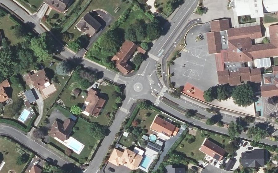 Vue aérienne du Rond-Point des Écoles