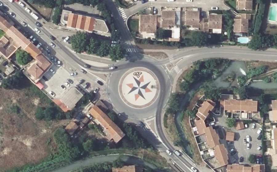 Vue aérienne du Rond-Point de la Rose des Vents