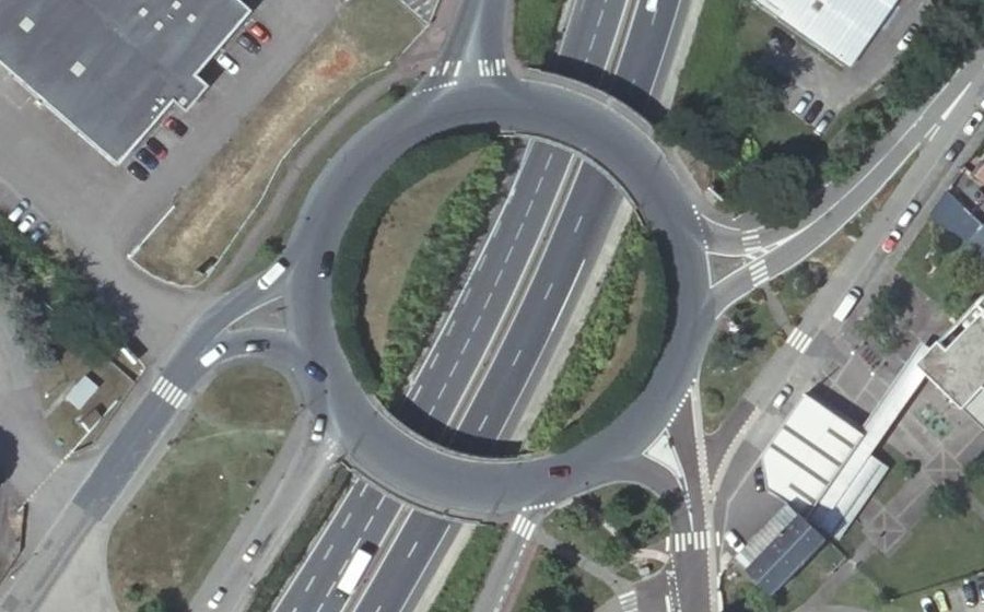 Vue aérienne du Rond-Point des Alliés