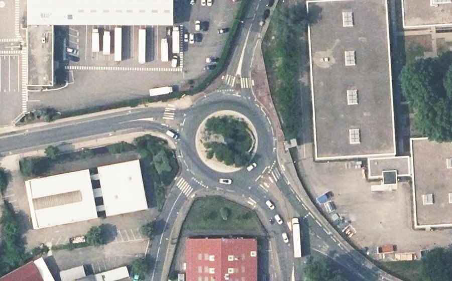 Vue aérienne du Rond-Point de la Mouche