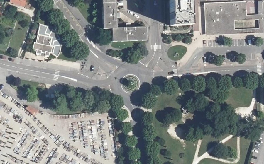 Vue aérienne du Rond-Point du Rocher