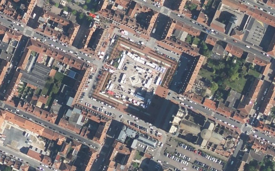 Vue aérienne du Place d'Armes