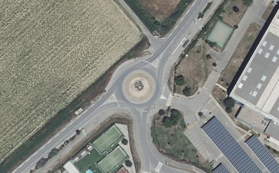 Vue aérienne du Rond point des Grandes Terres