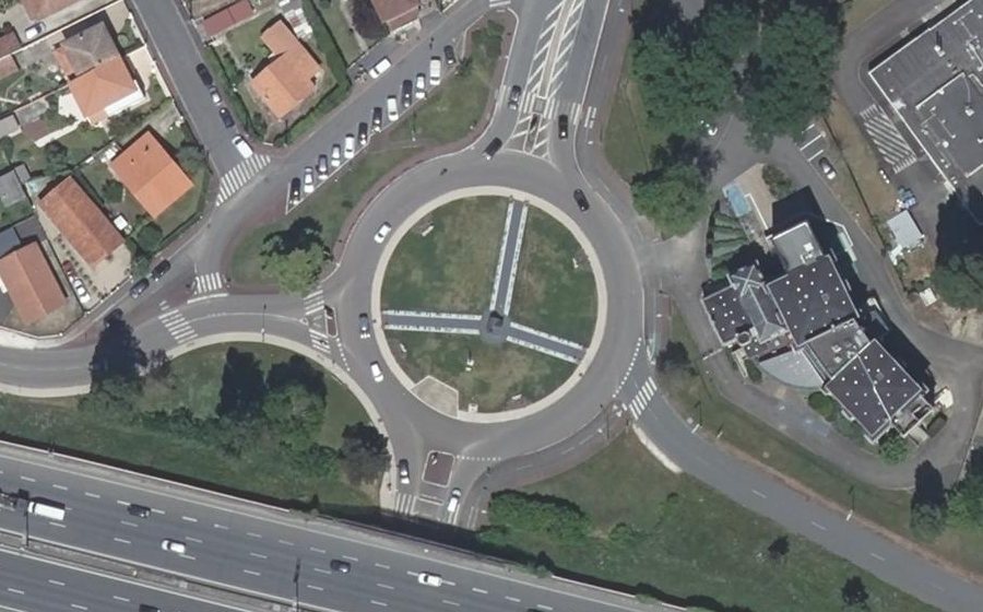 Vue aérienne du Rond-Point de Seeheim-Jugenheim