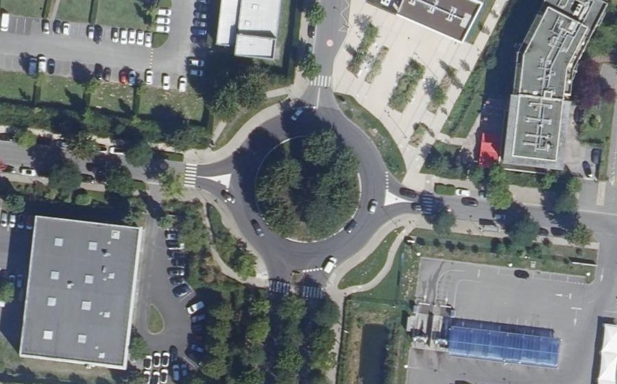 Vue aérienne du Rond-Point des Frères Lumière