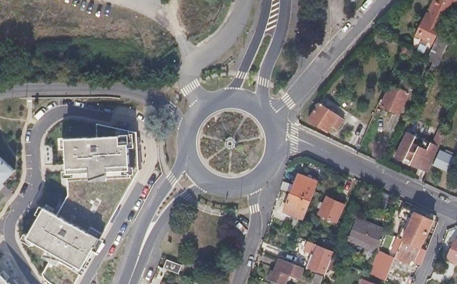 Vue aérienne du Carrefour de la Tour du Mail