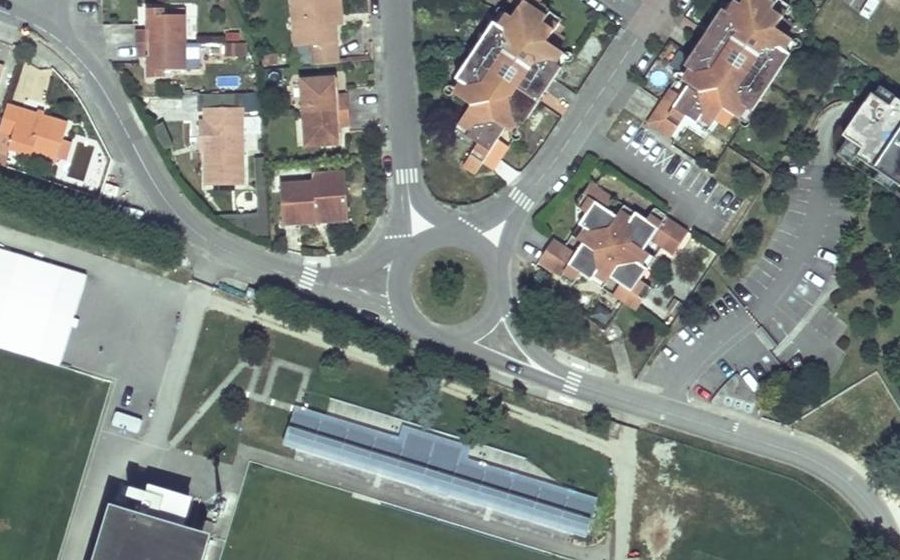 Vue aérienne du Rond-Point de l'Ovalie