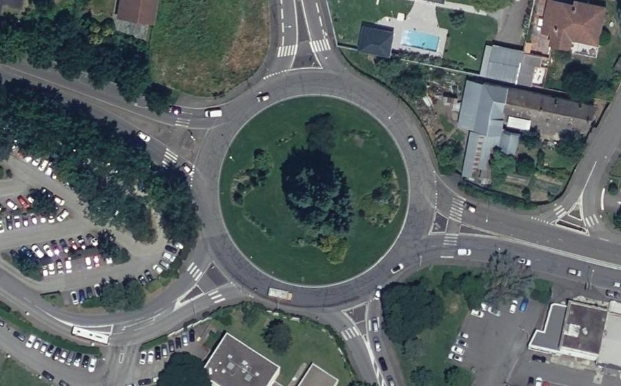 Vue aérienne du Rond-Point de l'Hôpital