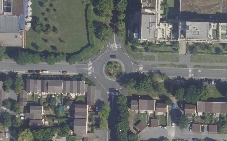 Vue aérienne du Rond-Point Marie Curie