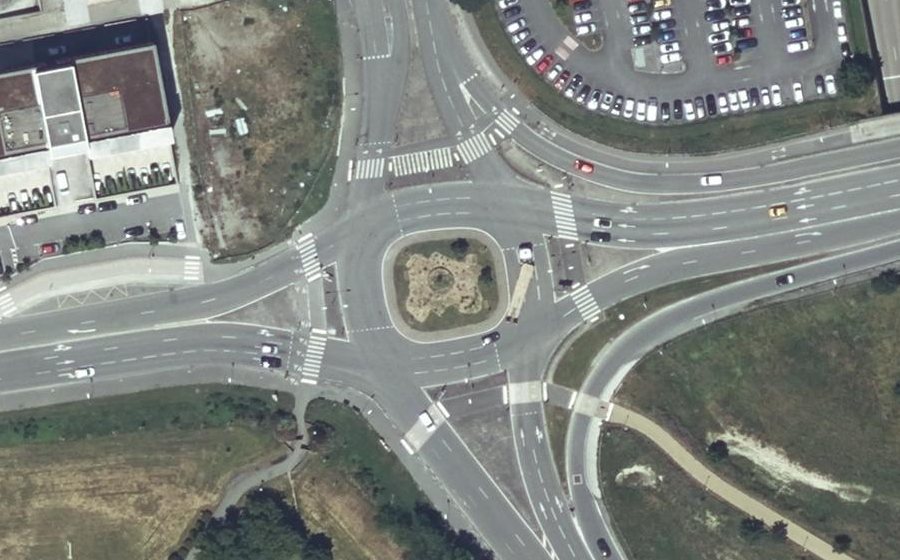 Vue aérienne du Rond-Point Louise Weiss