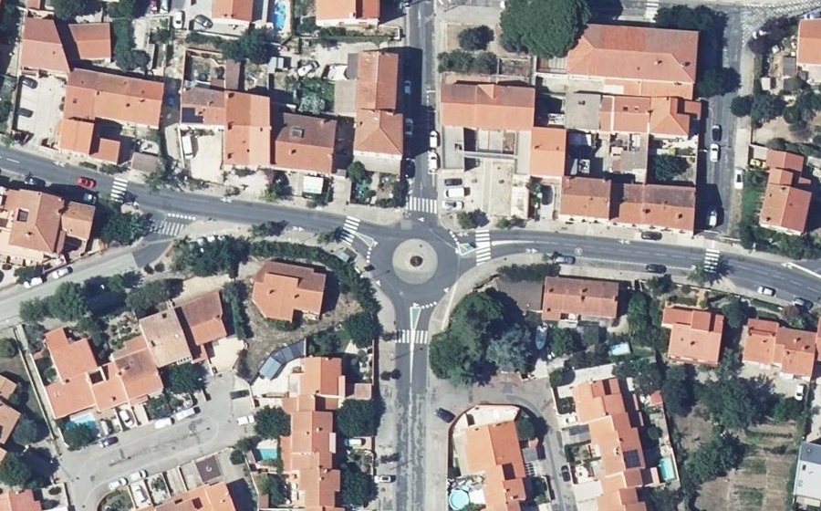 Vue aérienne du Rond-Point du 18 juin 1940