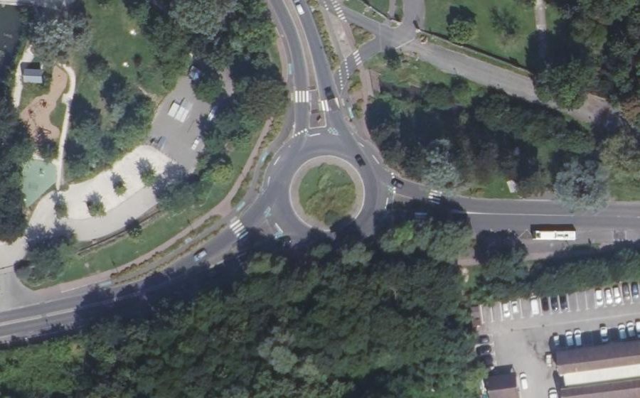 Vue aérienne du Rond-Point des Deux Rivières