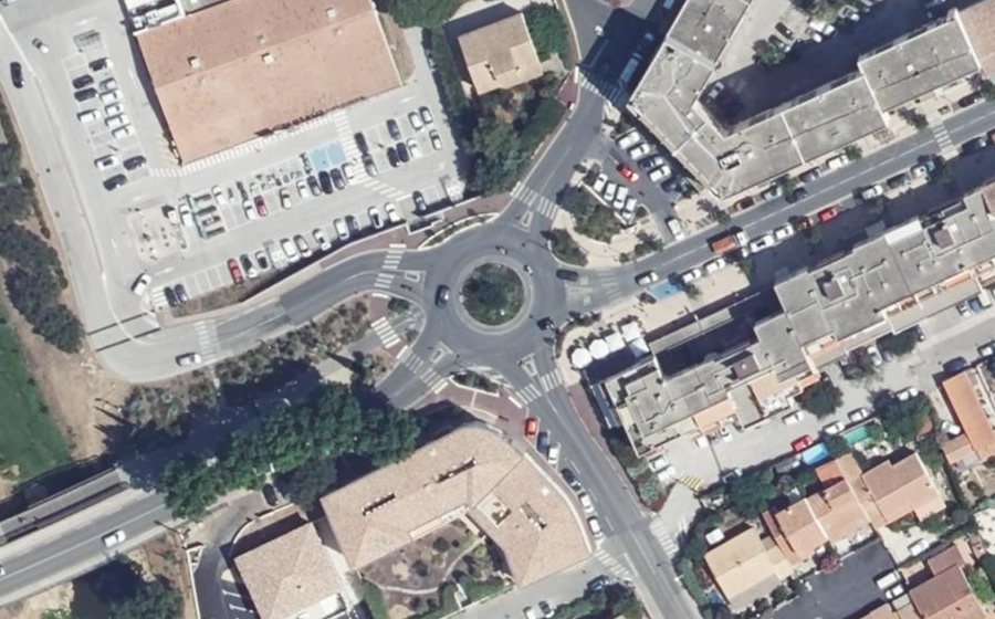 Vue aérienne du Rond-Point de la Poste
