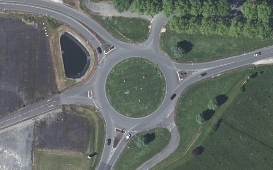 Vue aérienne du Giratoire Portes du Pays Foyen