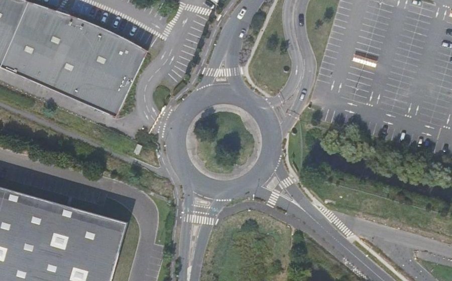 Vue aérienne du Rond-Point des Nonains