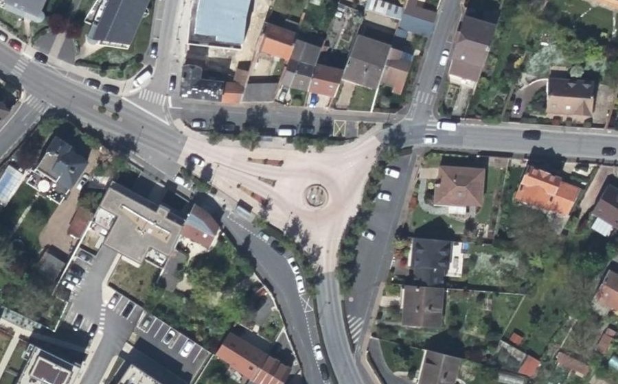 Vue aérienne du Place Pierre Curie