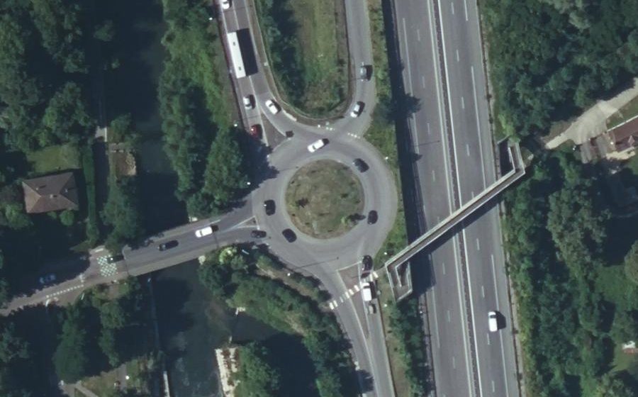 Vue aérienne du Rond-Point du Canal