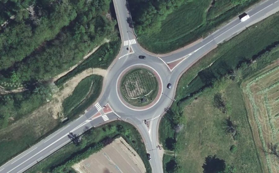 Vue aérienne du Rond-point d'Outre-l'eau
