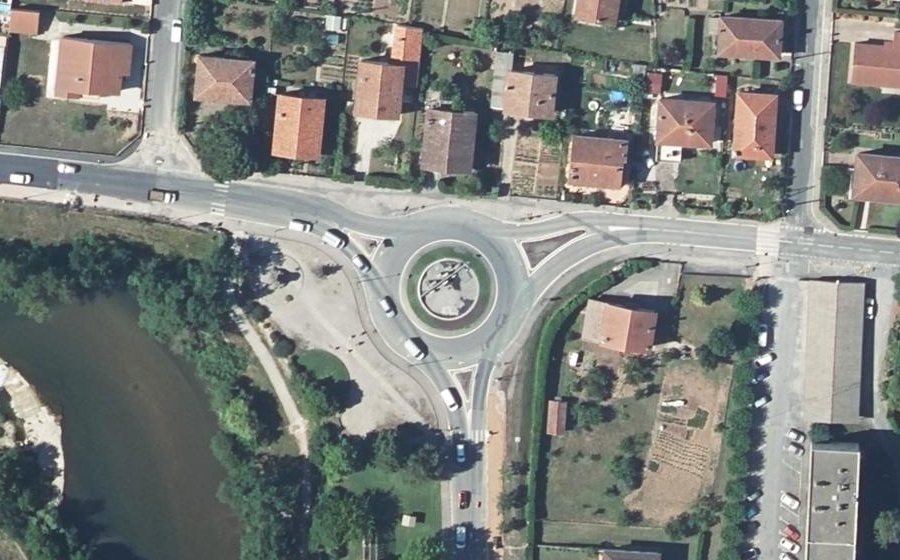 Vue aérienne du Rond-Point de la Résistance