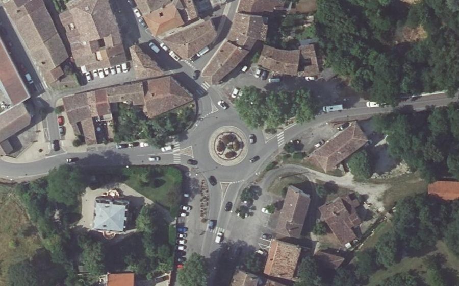 Vue aérienne du Place Duras