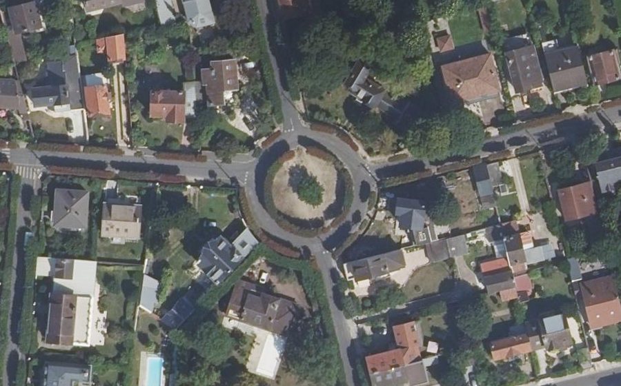 Vue aérienne du Rond-Point du Prieuré