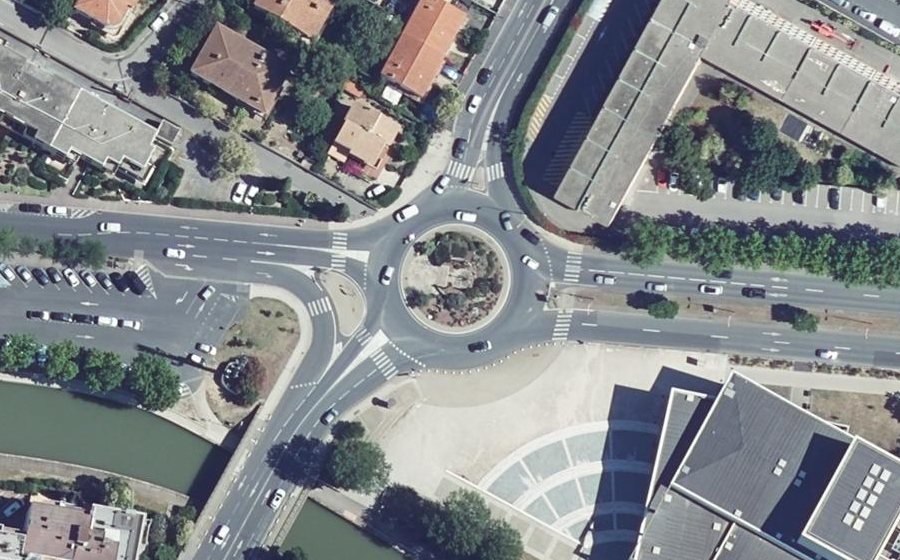 Vue aérienne du Giratoire de l'Ancre Romaine