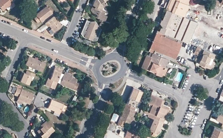 Vue aérienne du Rond-Point du Forum