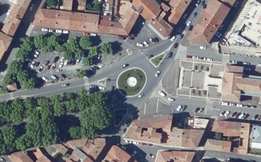 Vue aérienne du Rond-Point de l'Hôtel de Ville
