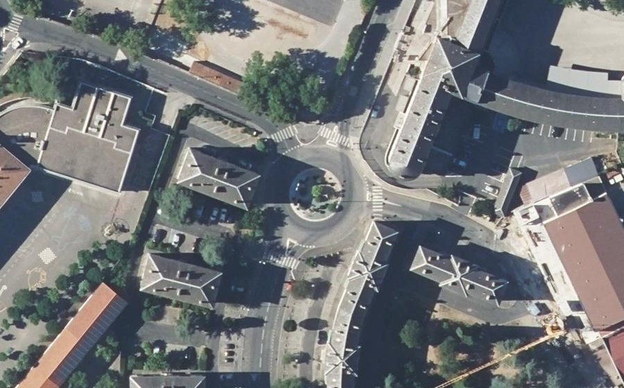 Vue aérienne du Rond-Point Rhin et Danube