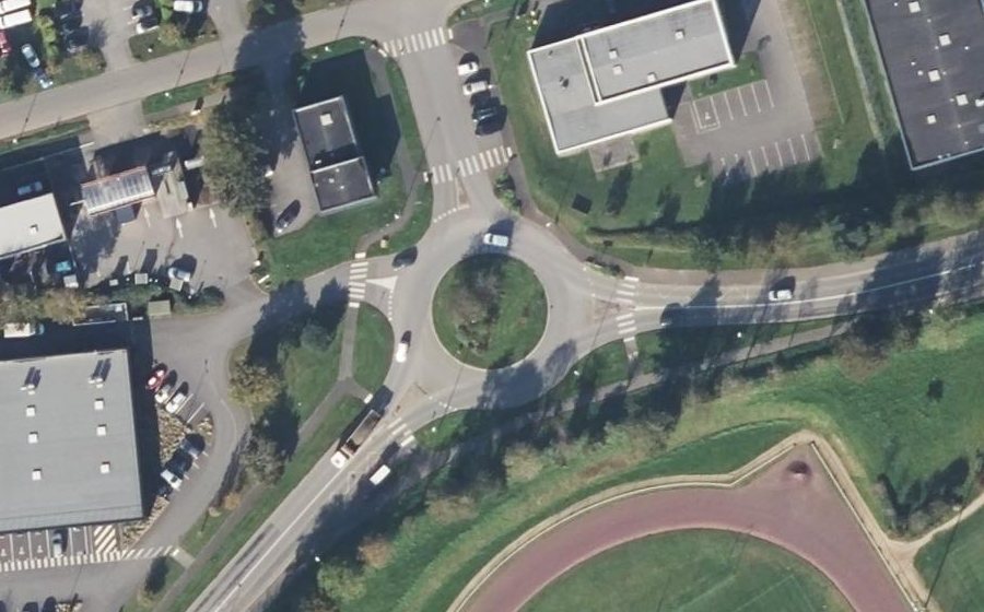 Vue aérienne du Rond-Point du 9 Mai 1950