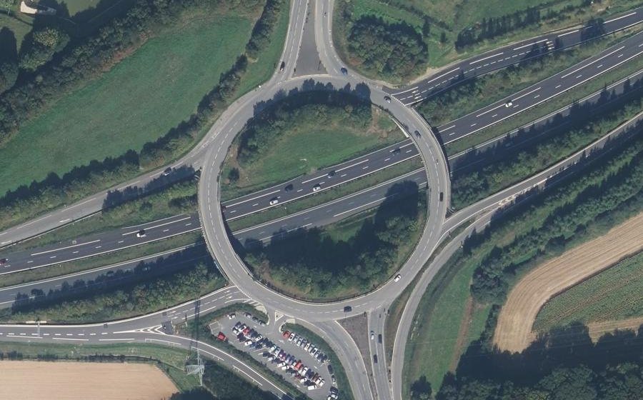 Vue aérienne du Rond-Point de la Porte des Long Champs