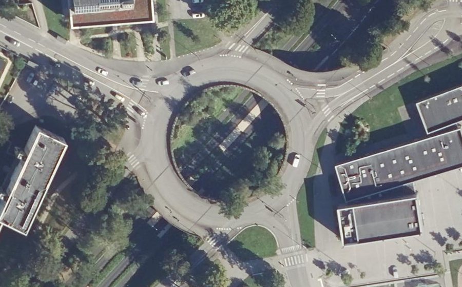 Vue aérienne du Rond-Point Missak et Mélinée Manouchian