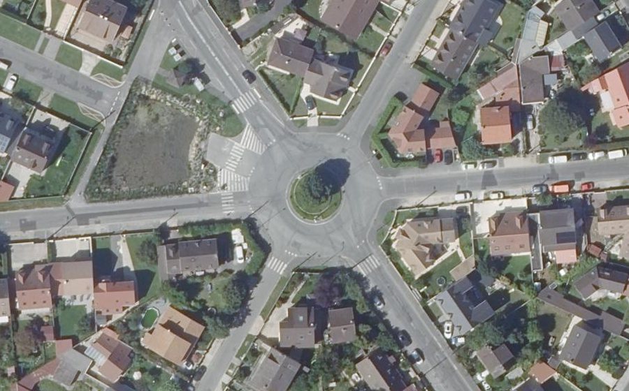Vue aérienne du Carrefour du Poirier Rouge