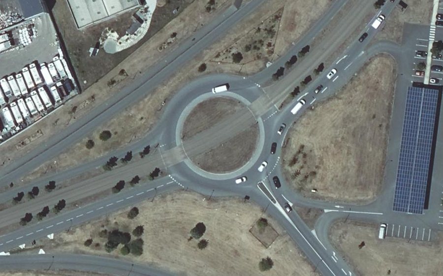 Vue aérienne du Rond-point de la Patte d'oie d'Allonnes