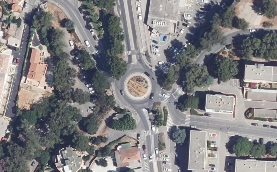 Vue aérienne du Rond-Point de l'Europe et des Villes Jumelées