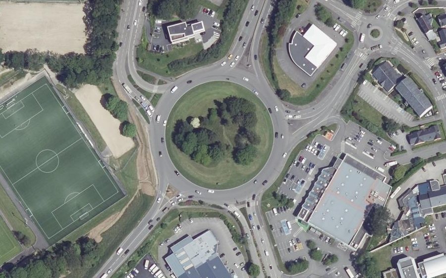 Vue aérienne du Rond-Point d'Ergué-Armel