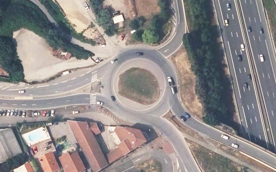 Vue aérienne du Rond-Point de la Maison Carrée